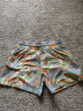 Columbia Multicolor Abstract Print Women's Shorts - Green, Orange, Blue, Tan